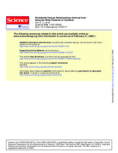 Worldwide Human Relationships Inferred from Genome-Wide Patterns of Variation Jun Z. Li, et al.