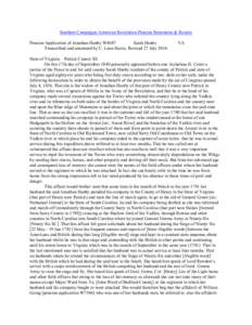 Southern Campaigns American Revolution Pension Statements & Rosters Pension Application of Jonathan Hanby W4687 Sarah Hanby Transcribed and annotated by C. Leon Harris. Revised 27 July[removed]VA