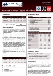 MONTHLY REPORT March 2014 ESTArmytage Strategic Opportunities Fund Performance