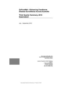 OzFoodNet Qld 3rd Quarterly Summary Report 2010
