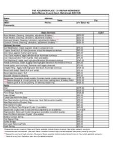 THE ACCUTRON PLACE[removed]REPAIR WORKSHEET Martin Marcus, 5 Laurel Court, Marblehead, MA[removed]Name: City: eMail: Comments: