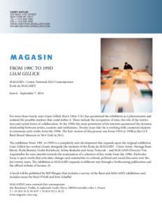 FROM 199C TO 199D LIAM GILLICK MAGASIN / Centre National d’Art Contemporain École du MAGASIN June 6 - September 7, 2014