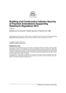 New South Wales  Building and Construction Industry Security of Payment Amendment (Supporting Statement) Regulation 2014 under the