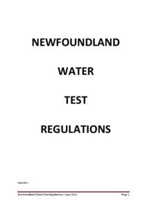 NEWFOUNDLAND WATER TEST REGULATIONS  June 2011