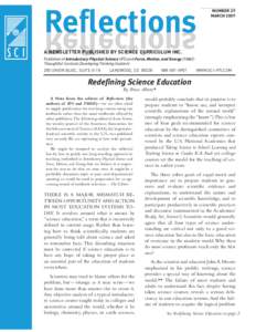 Reflections  NUMBER 29 MARCHA NEWSLETTER PUBLISHED BY SCIENCE CURRICULUM INC.