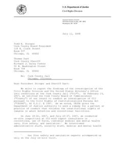 Cook County Jail Findings Letter - July 11, 2008