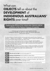 What can OBJECTS tell us about the DEVELOPMENT of INDIGENOUS AUSTRALIANS’ RIGHTS over time? Exploring the FROM LITTLE THINGS BIG THINGS GROW