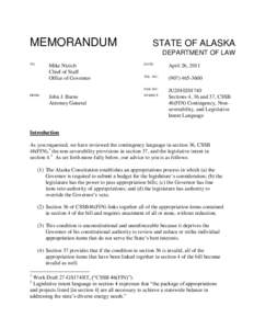 Memo Regarding Capital Budget - April 26th, 2011