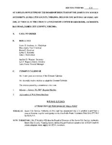 AGENDA ITEM NO.  C-t AT A REGULAR MEETING OF THE BOARD OF DIRECTORS OF THE JAMES CITY SERVICE AUTHORITY, JAMES CITY COUNTY, VIRGINIA, HELD ON THE 26TH DA Y OF FEBRUARY