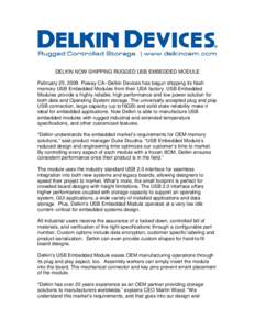 DELKIN DEVICES NOW SHIPPING INDUSTRIAL GRADE USB EMBEDDED MODULE