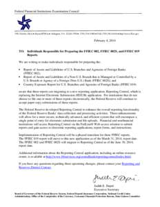 Federal Financial Institutions Examination Council[removed]Fairfax Drive • Room B7081a • Arlington, VA[removed] • ([removed] • FAX[removed] • http://www.ffiec.gov February 4, 2014