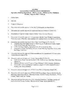 AGENDA   OKLAHOMA CONSERVATION COMMISSION Agriculture Building Board Room[removed]N. Lincoln- Oklahoma City, Oklahoma