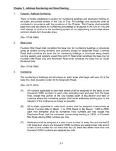 Chapter 2 - Address Numbering and Street Naming