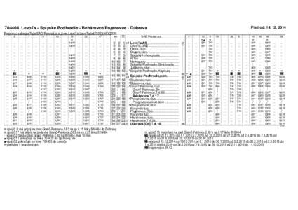 Platí od: Levoča - Spišské Podhradie - Behárovce/Poľanovce - Dúbrava Prepravu zabezpečuje:SAD Poprad,a.s.,prev.Levoča,Levoča,tel.č.