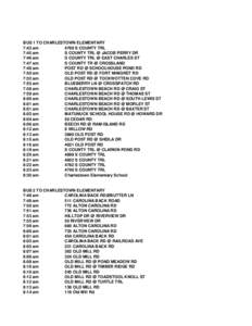 BUS 1 TO CHARLESTOWN ELEMENTARY 7:43 am 4769 S COUNTY TRL 7:45 am S COUNTY TRL @ JACOB PERRY DR 7:46 am