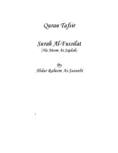 Quran Tafsir Surah Al-Fussilat (Ha Meem As Sajdah) By Abdur Raheem As-Saranbi