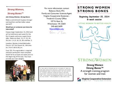 Strength training / Southern United States / Osteopathies / Oak Ridge Associated Universities / Public universities / Confederate States of America / Virginia Polytechnic Institute and State University / Osteoporosis / Cooperative extension service / Exercise / Health / Association of Public and Land-Grant Universities