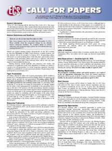 CALL FOR PAPERS  For the full Orlando, FL, Call for Papers, See the ECS website: www.electrochem.org/meetings/biannual[removed]For all details about the 227th Meeting in Chicago, please visit www.electrochem.org. For the f