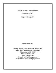 DCNR Advisory Board Minutes February 5, 2011 Pages 1 through 174 PREPARED BY: Haislip, Ragan, Green, Starkie & Watson, PC