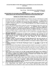 (TO BE PUBLISHED IN THE EMPLOYMENT NEWS/ROZGAR SAMACHAR DATED[removed]STAFF SELECTION COMMISSION Date of Exam: [removed]Paper-I) &[removed]Paper-II) Closing Date : [removed]NOTICE