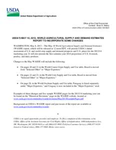 Agriculture / Office of Congressional Ethics / Demand / World Agricultural Supply and Demand Estimates / United States Department of Agriculture