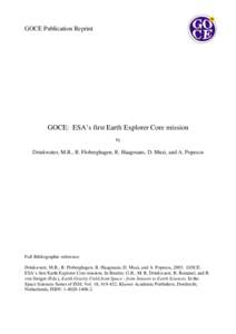 GOCE Publication Reprint  GOCE: ESA’s first Earth Explorer Core mission by  Drinkwater, M.R., R. Floberghagen, R. Haagmans, D. Muzi, and A. Popescu