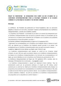 PROJET DE PROPOSITION  DE DESIGNATION D’UN COMITE AD HOC D’EXAMEN DE LA CONFERENCE INTERPARLEMENTAIRE POUR LA POLITIQUE ETRANGERE ET DE SECURITE COMMUNE ET LA POLITIQUE DE SECURITE ET DE DEFENSE COMMUNE