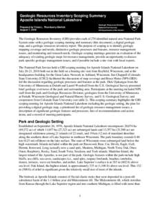 Geologic Resources Inventory Scoping Summary Apostle Islands National Lakeshore Geologic Resources Division National Park Service US Department of the Interior