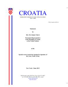 CROATIA PERMANENT MISSION TO THE UNITED NATIONS NEW YORK Check against delivery