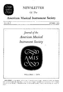 NEWSLETTER Of The American Musical Instrument Society Vol. 3, No.3