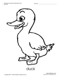 Preschool Farm Animal Coloring Page: Duck