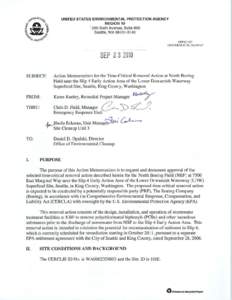 Action Memorandum for the Time-Critical Removal Action at North Boeing Field near the Slip 4 Early Action Area of the Lower Duwamish Waterway Superfund Site, Seattle, King County, Washington