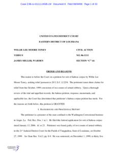 Case 2:06-cvHGB-LM Document 8 FiledPage 1 of 33  UNITED STATES DISTRICT COURT EASTERN DISTRICT OF LOUISIANA  WILLIE LEE MOORE TONEY