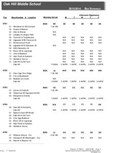 Oak Hill Middle School[removed]Trip  Stop Number & Location