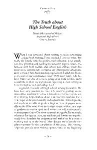 CHAPTER FIVE  The Truth about High School English
