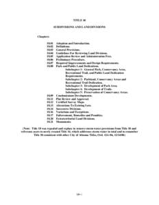 TITLE 18 SUBDIVISIONS AND LAND DIVISIONS Chapters: 
