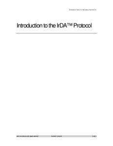 INTRODUCTION TO THE IRDA PROTOCOL  Introduction to the IrDA™ Protocol