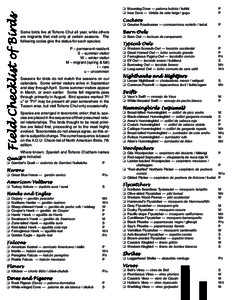 Field Checklist of Birds  ❑ Mourning Dove — paloma huilota / hohhi ❑ Inca Dove — tórtola de cola larga / gugu  Cuckoos