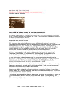 2 de abril de 1957: Chile huelga general  Incidentes y disturbios por alza de locomoción colectiva