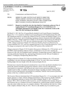 California Coastal Commission Staff Report and Recommendation Regarding Request to Extend Time Limit to Act on City of Laguna Beach Local Coastal Program Amendment No[removed]LGB-MAJ-1-13), Laguna Beach, Orange County