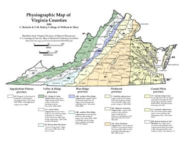 Physiographic Map of Virginia Counties FREDERICK Winchester CLARKE LOUDOUN