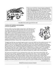 22222222222222222222222  This is issue #8 of FLAG, a frequent fanzine published by Andy Hooper, from30th Ave. NE Seattle, WA 98125, email to . Member fwa. This is a Drag Bunt Press Production. Fi
