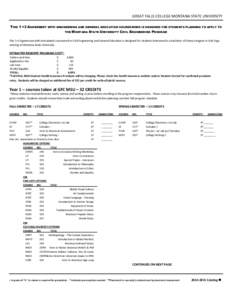 GREAT FALLS COLLEGE MONTANA STATE UNIVERSITY THIS 1 +3 AGREEMENT WITH ENGINEERING AND GENERAL EDUCATION COURSEWORK IS DESIGNED FOR STUDENTS PLANNING TO APPLY TO THE MONTANA STATE UNIVERSITY CIVIL ENGINEERING PROGRAM The 