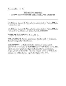 Scripps Institution of Oceanography / Townsend Cromwell / Oceanography / Fisheries science / John Nathan Cobb / National Marine Fisheries Service