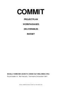 COMMIT PROJECTPLAN WORKPACKAGES DELIVERABLES BUDGET