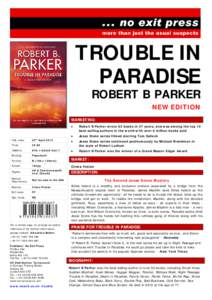 Robert B. Parker / Jesse Stone / Blue Screen / Night Passage / Potshot / Death in Paradise / Stone Cold / Spenser / Tom Selleck / Literature / Crime fiction / Trouble in Paradise
