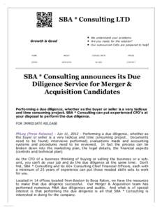 SBA * Consulting LTD We understand your problems. Are you ready for the solution? Our outsourced CxOs are prepared to help!