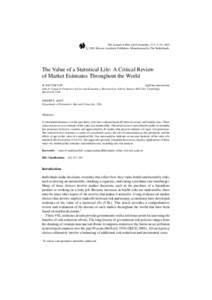 The Value of a Statistical Life: A Critical Review of Market Estimates Throughout the World