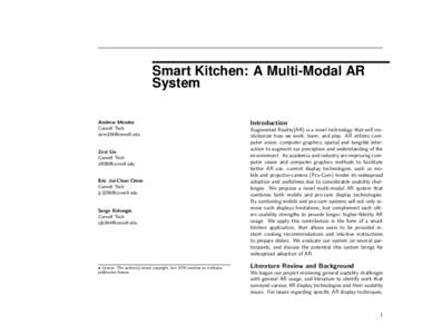 Smart Kitchen: A Multi-Modal AR System Andrew Mendez Cornell Tech 
