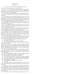 CHAPTER 57 SENATE BILL No. 70* AN ACT concerning trusts; relating to the uniform principal and income act. Be it enacted by the Legislature of the State of Kansas: Section 1. (a) Unless expressly prohibited by the govern